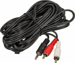 Кабель аудио NingBo JAAC010-5, 2хRCA m - Jack 3.5 m , 5м, черный