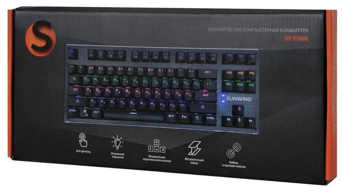 Клавиатура SunWind SW-K900G механическая черный USB Multimedia for gamer LED (1422332) кабель 1.8м