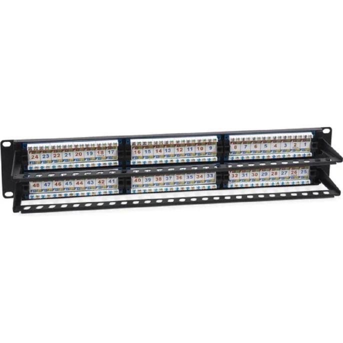 Cabeus PL-48-Cat.6a-Dual IDC Патч-панель 19" (2U), 48 портов RJ-45, категория 6a, Dual IDC, с задним кабельным организатором