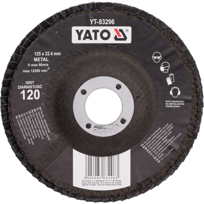 Круг лепестковый тарельчатый 125 мм, Р120, выпуклый YATO YT-83296