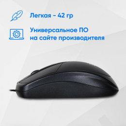 Мышь проводная Oklick 125M, оптическая, USB, 1200dpi, черный [1175317]