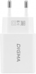 Сетевое зарядное устройство Digma DGW2D, USB-A, USB-C, 20Вт, 3A, белый [dgw2d0f110wh]