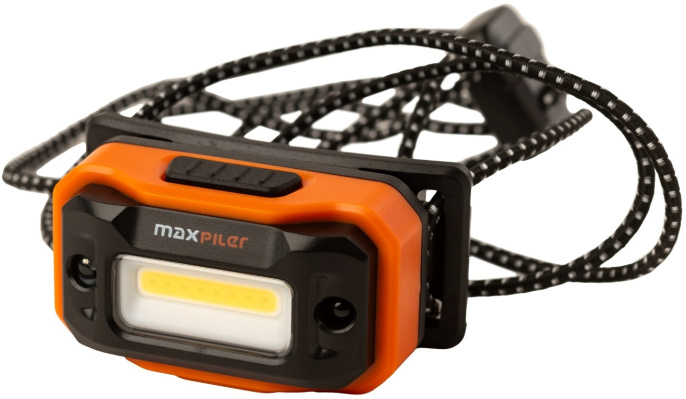 Фонарь налобный аккумуляторный MaxPiler MHF-01 (300/100/20/8 Лм, LED COB, 65°, 5 реж, 1.5-18 ч, инд. заряда)