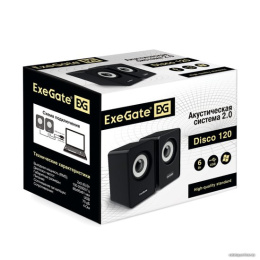 Акустическая система 2.0 ExeGate Disco 120 (питание USB, 2х3Вт (6Вт RMS), 100-20000Гц, черный, Color Box) EX287054RUS