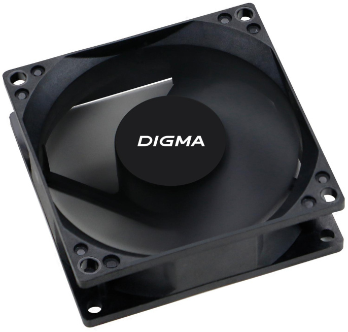 Вентилятор Digma DFan-80 80мм, 3-pin, от БП:4-pin Molex , 1800об/мин, 23 дБ, черный, Ret