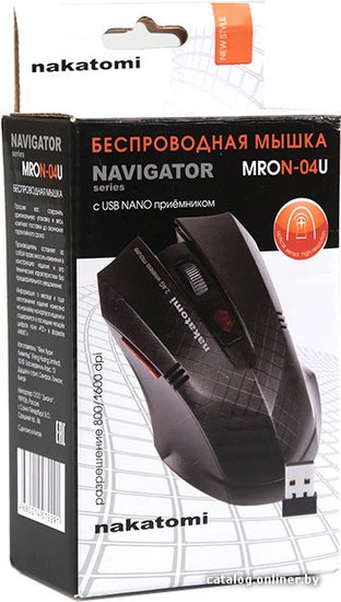 Мышь MRON-04U BLACK Nakatomi Navigator RF 2.4G Optical - 6 кнопок ролик прокрутки, USB, черная