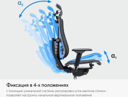 Кресло руководителя эргономичное Метта Yoga 4DF B2-12D - GoyaLE темно-серый сиденье темно-серый велюр с подголов. крестов.5-луч. металл хром (ZAE.F.14.13A)