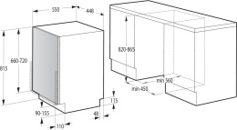Встраиваемая посудомоечная машина Gorenje GV520E15, узкая, ширина 44.8см, полновстраиваемая, загрузка 9 комплектов