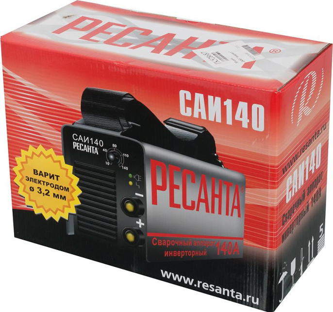 Сварочный аппарат Ресанта САИ-140 инвертор ММА DC 5.9кВт