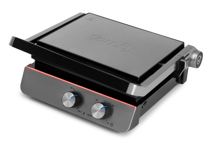 Электрогриль DOMFY Metal DSM-EG502, черный и серебристый