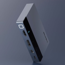Переключатель CABLETIME CB00G (CT-PS41-GB1) 4-в-1, Mini DP / DP / HDMI / Type-C, 4K@60 Гц, 15 м, подсветка, космический серый