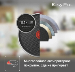 Сковорода ВОК WOK Tefal Easy Plus 4237628 круглая 28см ручка несъемная без крышки черный 9100054099