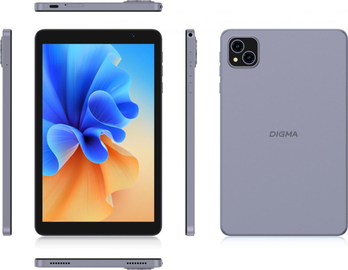 8" Планшет Digma Q8 3/32 GB SC9863A 4G, 1280 x 800, Android 14, серый [da6b8p01]