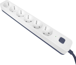 Фильтр-удлинитель PowerCom SP-06W 1.8M, 6 розеток, белый, 16А, 4кВт, 380Дж, защитные шторки, защита от КЗ, перегрузки, ВЧ и импульсных помех, кабель 3x1 мм2, ШхГхВ 338.5х50х40.2 мм, вес 0.48 кг./ Surge protector PowerCom SP-06W 1.8M, 6 sockets, white, 16A