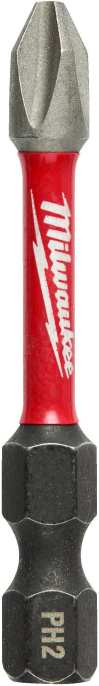 Бита Milwaukee Shockwave PH2 50мм 4932430854 для использования с ударными шуруповертами, закаленная лазером, геометрия Shock Zone, конструкционная сталь