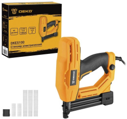 Степлер электрический Deko DKES100 скобы тип 18Ga: 15-25мм гвозди тип 300: 15-32мм