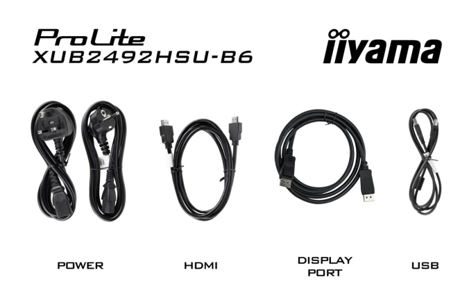 23.8" Монитор Iiyama ProLite XUB2492HSU-B6, 1920x1080, IPS, 100Гц, 1хHDMI, 1хDP, черный