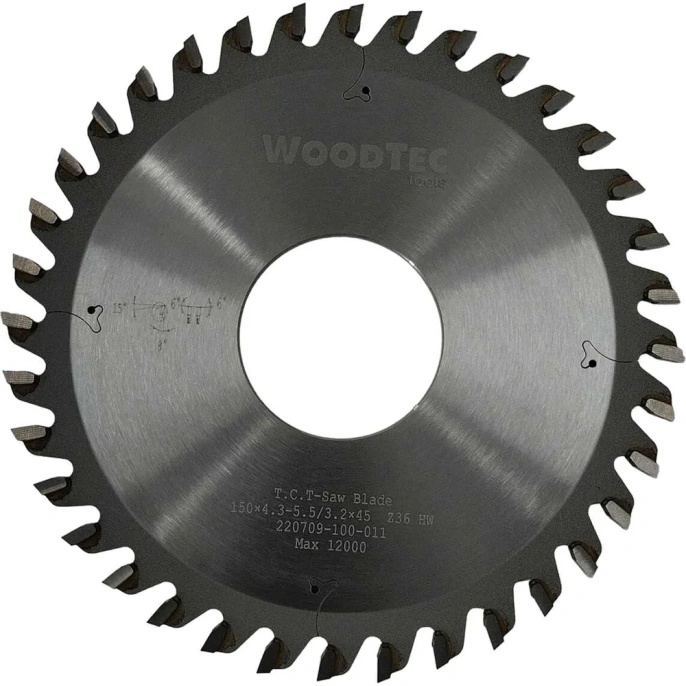 Пила подрезная коническая 150x4.3-5.5/3.2х45 мм, Z36 Woodtec ВИ 343327