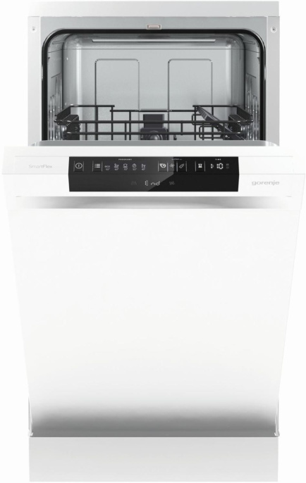 Посудомоечная машина Gorenje GS531E10W 2 корзины , узкая, напольная, 44.8см, загрузка 9 комплектов, белая