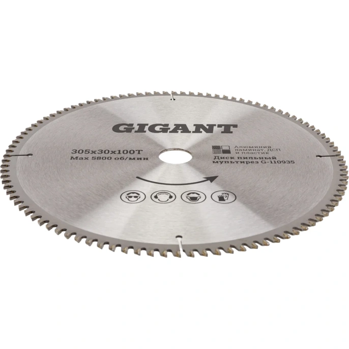 Пильный диск мультирез по алюминию, ламинату, пластику, ДСП 305x30x2,8 мм, 100 зубьев Gigant G-110935