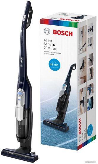 Пылесос Bosch BCH85N вертикальный, питание: аккумулятор, регулировка мощности, турбощетка, вертикальная парковка, тип пылесборника: контейнер, объем контейнера: 0.4 л