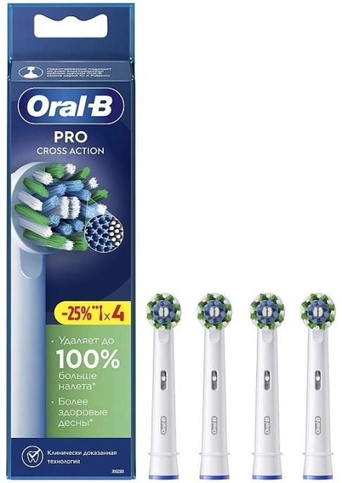 Набор сменных насадок Oral-B Cross Action 80750690, 4 шт