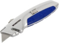 Нож строительный WorkPro WP213024 (выдвижной, корпус из литого под давлением алюминия с удобным захватом, выемка для резки шпагата в ручке, лезвия фиксируются в 3 выдвинутых положениях или полностью закрыты, в ручке хранится 1 дополнительное лезвие, шарни
