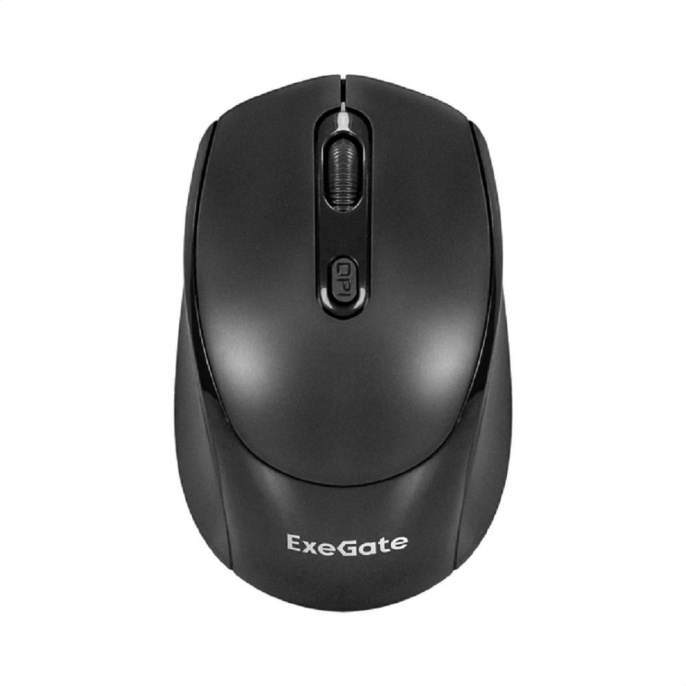 Exegate EX298896RUS Беспроводная мышь ExeGate Professional Standard SR-9005 радиоканал 2,4 ГГц, USB, оптическая, 1200dpi, 4D, 4 кнопки и колесо прокрутки, черная, RTL
