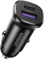 Автомобильное зарядное устройство UGREEN EC305 25845 USB-C PD+USB-A QC 30W Fast Car Charger с чехлом. Цвет: черный (25845_)