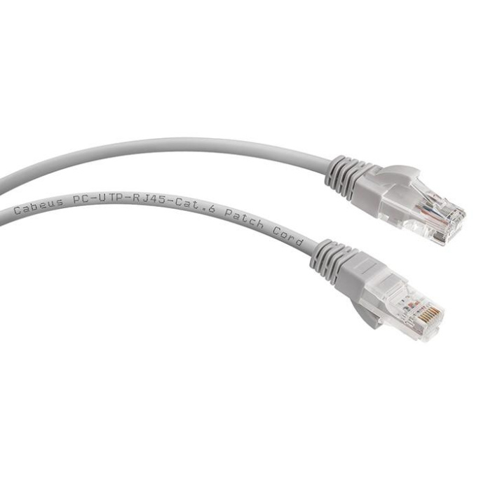 Cabeus PC-UTP-RJ45-Cat.6-5m Патч-корд U/UTP, категория 6, 2xRJ45/8p8c, неэкранированный, серый, PVC, 5м