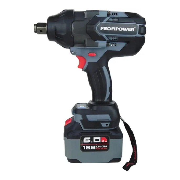 Аккумуляторный бесщеточный ударный гайковерт PROFIPOWER T-1200N 20В,Li-ion-1шт, 6.0Ач, 1200Нм, переходник 3/4"-1/2", З/У, в кейсе [E0244]
