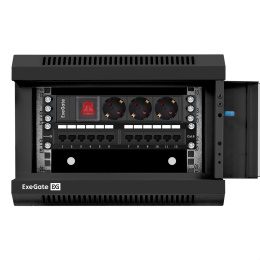 Шкаф телекоммуникационный 10" настенный 4U ExeGate EC-WM-4U.310.G.BLACK (10”, 4U, 330x310x230mm (ШхГхВ), передняя дверь закаленное стекло, пыле- и влагозащита IP23, черный RAL 9004) EX300248RUS