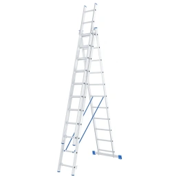 Алюминиевая трехсекционная лестница СИБРТЕХ 3х11 ступеней 97821