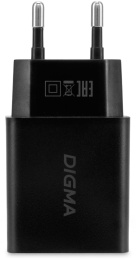 Сетевое зарядное устройство Digma DGW2D, USB-A, USB-C, 20Вт, 3A, черный [dgw2d0f110bk]