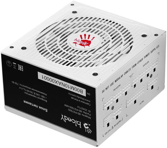 Блок питания BLOODY BD-PS750G, 750Вт, 80 PLUS GOLD, 120мм, белый, retail [bd-ps750g-mw]
