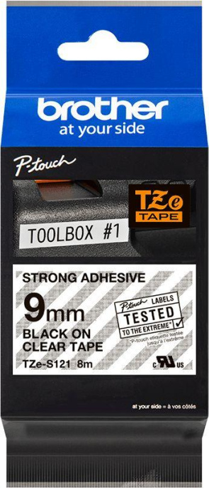 Картридж ленточный Brother TZES121 черный на прозрачном 9x8 для Brother P-Touch