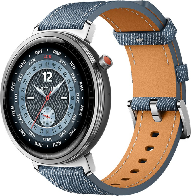 Смарт-часы Honor Watch Fit Elegant IVY-B19 Blue 5502ABWR экран: 1.32", AMOLED, разрешение: 466x466, 352 PPI, 32 МБ ОЗУ+4 ГБ ПЗУ, 1 кнопка, GPS/ГЛОНАСС/Beidou/GALILEO/QZSS, Bluetooth 5.4, микрофон, датчики: пульса/геомагнитный/гироскоп, батарея: 480 мА·