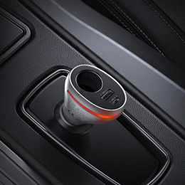 Автомобильное зарядное устройство UGREEN CD204 60712 Car Charger With Dual USB Ports Single Extension Socket PD 20 W с разъемами USB-A, USB-C, с широким разъемом. Цвет: серебристый