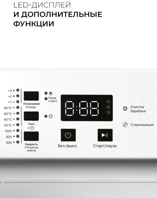 Стиральная машина узкая LEX LWM06010BLIDsmall, с фронтальной загрузкой, 6кг, 1000об/мин, с паром, инверторная