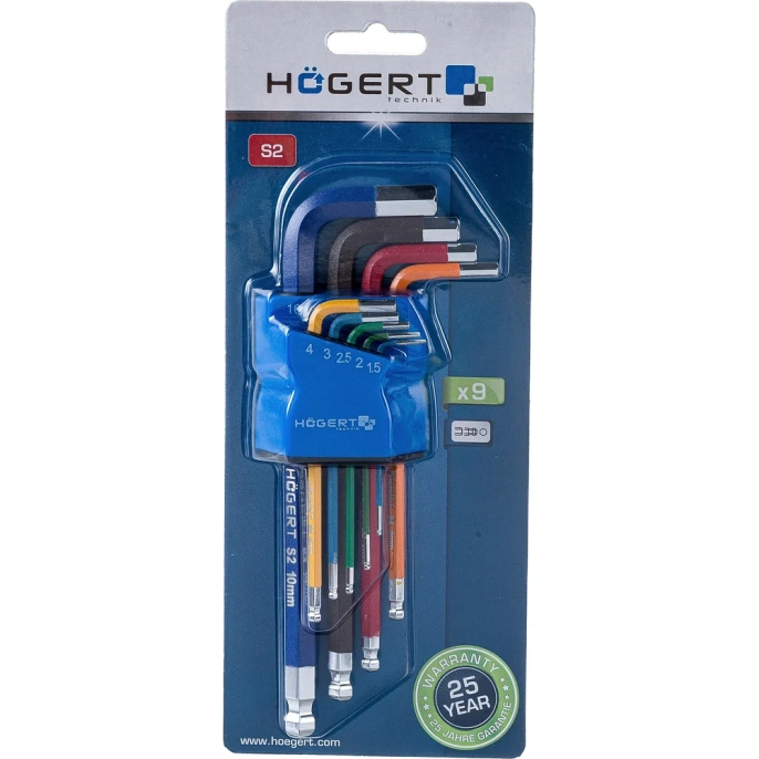 Набор удлиненных шестигранных ключей HOEGERT TECHNIK 9 шт. HT1W806