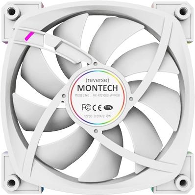 Вентилятор MONTECH RX120 Reverse, 120мм, 4-pin, 1600об/мин, 27 дБ, ARGB, белый, Ret [rx120 pwm white]