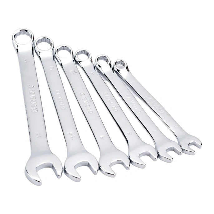 Набор комбинированных ключей Gigant 6 - 22 мм, 12 шт., полированный хром, Сталь Cr-V, 6-22мм, GDWSP-12