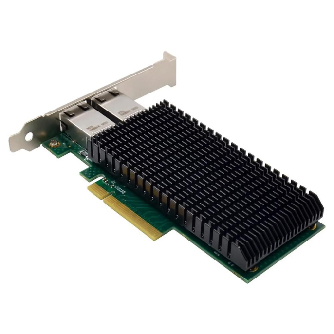 ORIENT XWT-INT540L2PE8, Сетевая карта PCI-Ex8 v2.1 2xRJ45 10Gbps Converged Server NIC, Intel X540 chipset, 10/1 Гбит/с, 2 планки крепления в комплекте 33299