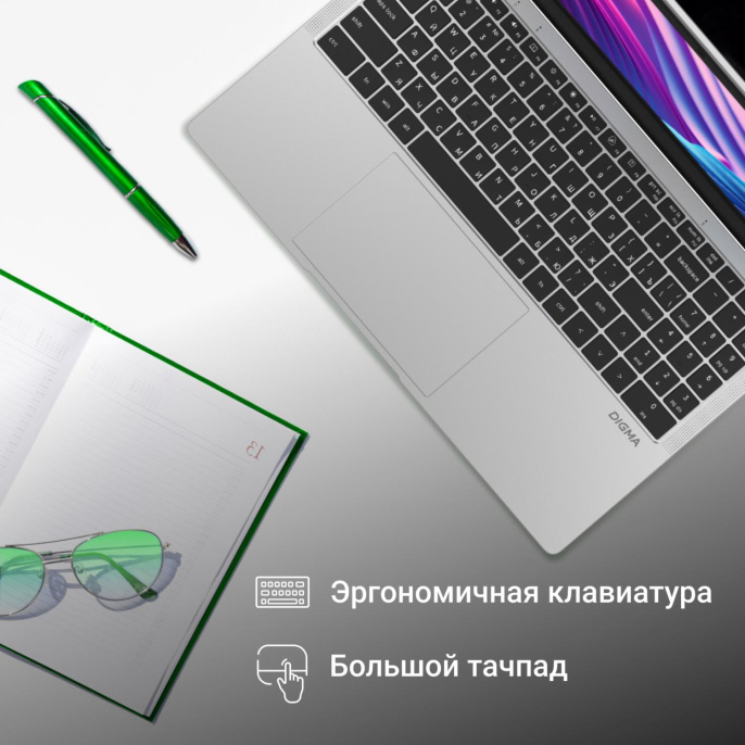 Ноутбук Digma EVE C5403 Celeron N4020 4Gb SSD128Gb Intel UHD Graphics 600 15.6" IPS FHD (1920x1080) Windows 11 Pro silver WiFi BT Cam 5000mAh (DN15CN-4BXW02)