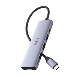 NETAC USB-концентратор Netac Hub WF13, Type-C to USB3.0+USB2.0*2+100W PD+HDMI repl. NT08WF13-30GR WF13GYCN