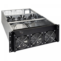 Корпус для майнинга ExeGate Pro 8-650 <без БП, 2*USB, 6*fan 120мм, места под: 8 видеокарт, 1 БП, RM 4U> EX288960RUS