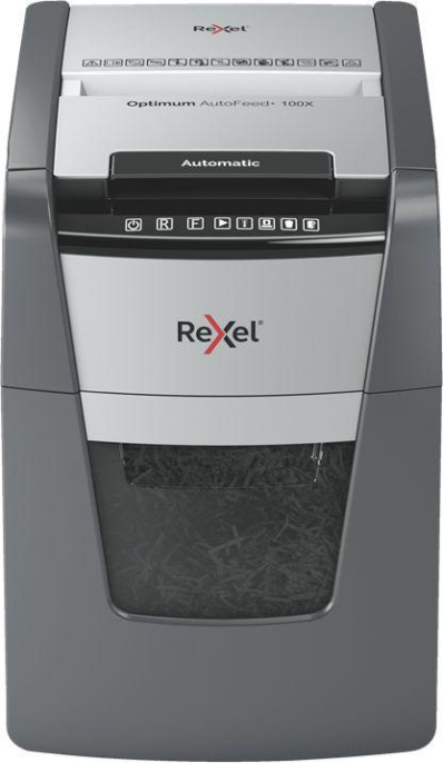 Уничтожитель бумаг Rexel Optimum AutoFeed 100X, с автоподачей, P-4, 4х28 мм, 100 лист. одновременно, 34л [2020100xeu]
