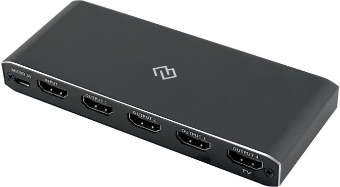 Сплиттер аудио-видео Digma DHSP-v2x4, HDMI f - 4xHDMI f , ver 2.0, черный