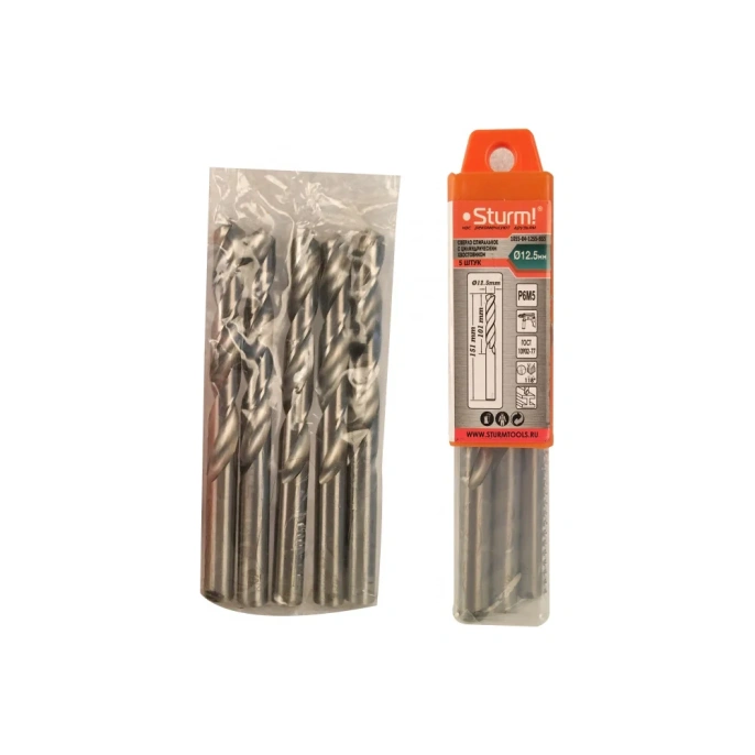Сверло Sturm! 1055-04-12S5-SS5 по металлу Д=12.5мм Дл=151мм (1пред.) для шуруповертов/дрелей
