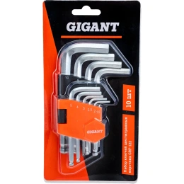 Набор г-образных шестигранных шаровых ключей 10 шт Gigant, размеры 1,5-10мм, grf-122